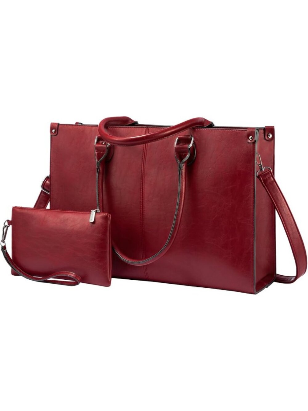 Stylish 15.6" Laptop Tote Bag for Women, Waterproof Vintage Leather, Clutch